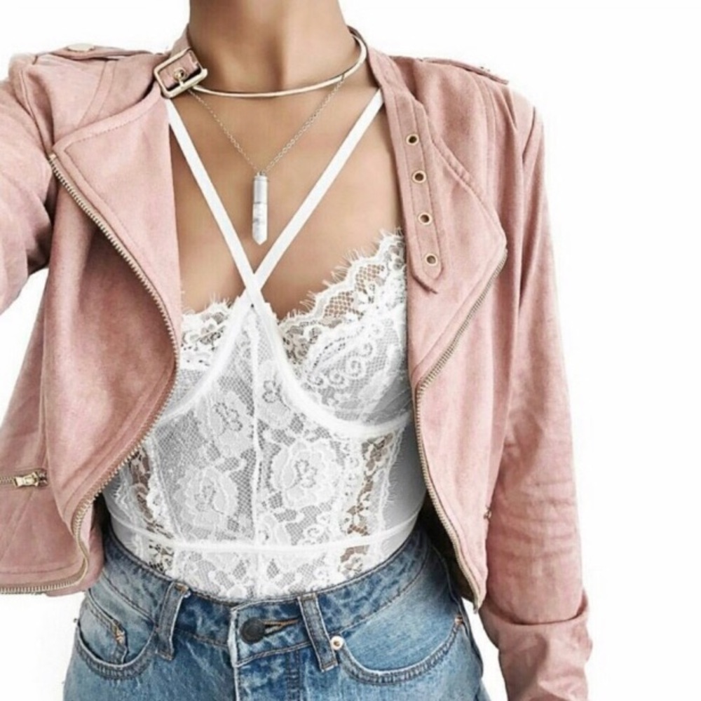 NWT White lace bustier body suit